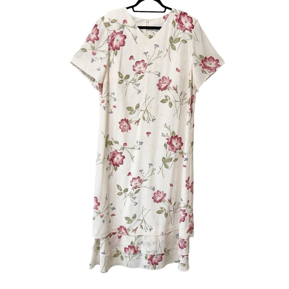 Bedford Fair‎ Vintage Plus Size Floral Layered Maxi Dress 20W Romantic Simple